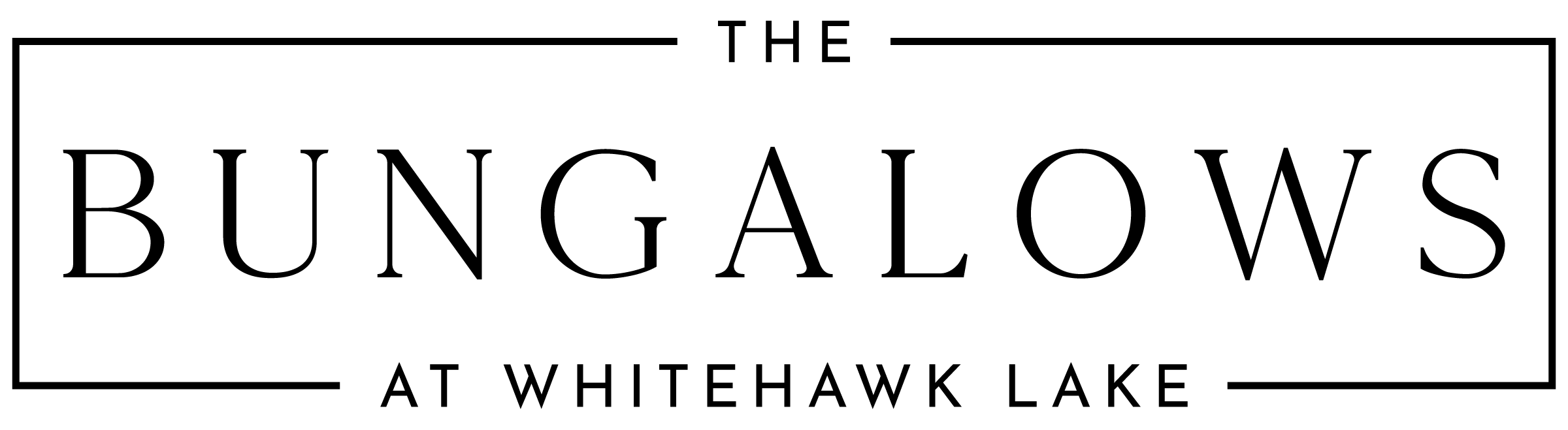 The image is a logo for The Bungalows at Whitehawk Lake.