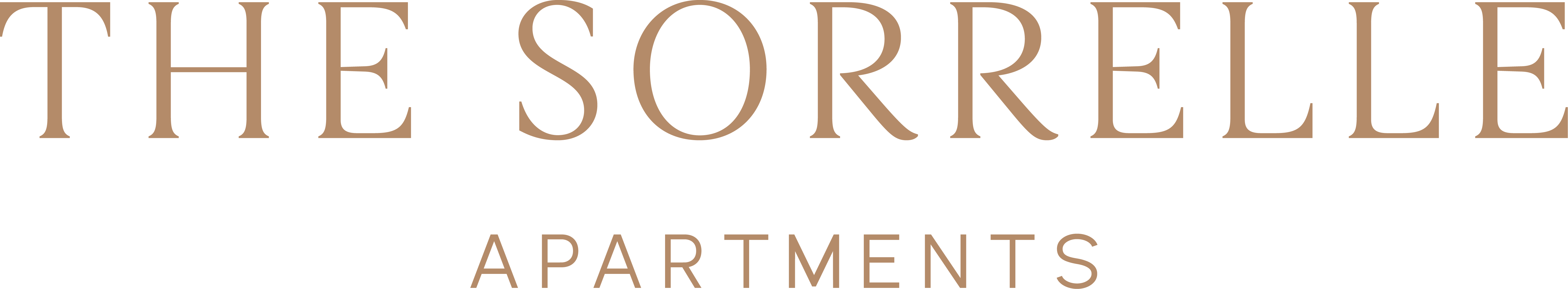 The Sorrelle Apartments logo on a black background.