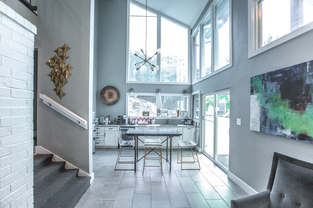 a view of the kitchen from the living room