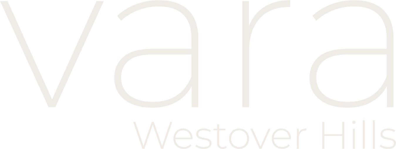 A black and white image with the word "Vara" in large letters and "Westover Hills" in smaller letters below it.