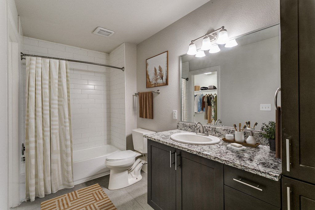 our apartments offer a bathroom with a shower and a sink