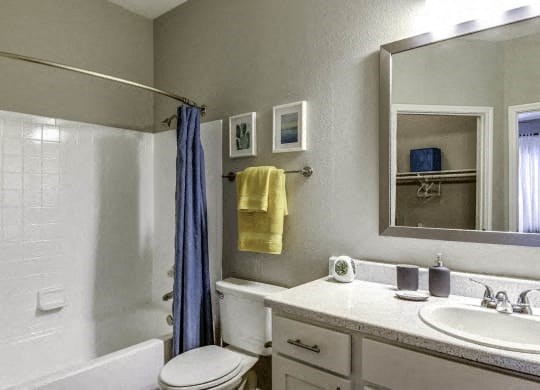 a bathroom with a sink toilet and a mirror