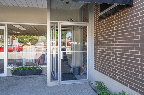 A car dealership with a sign that says "STAIR A".