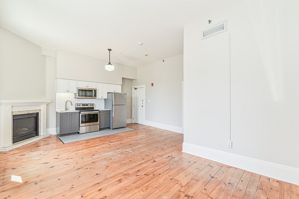 Kitchen and Fireplace