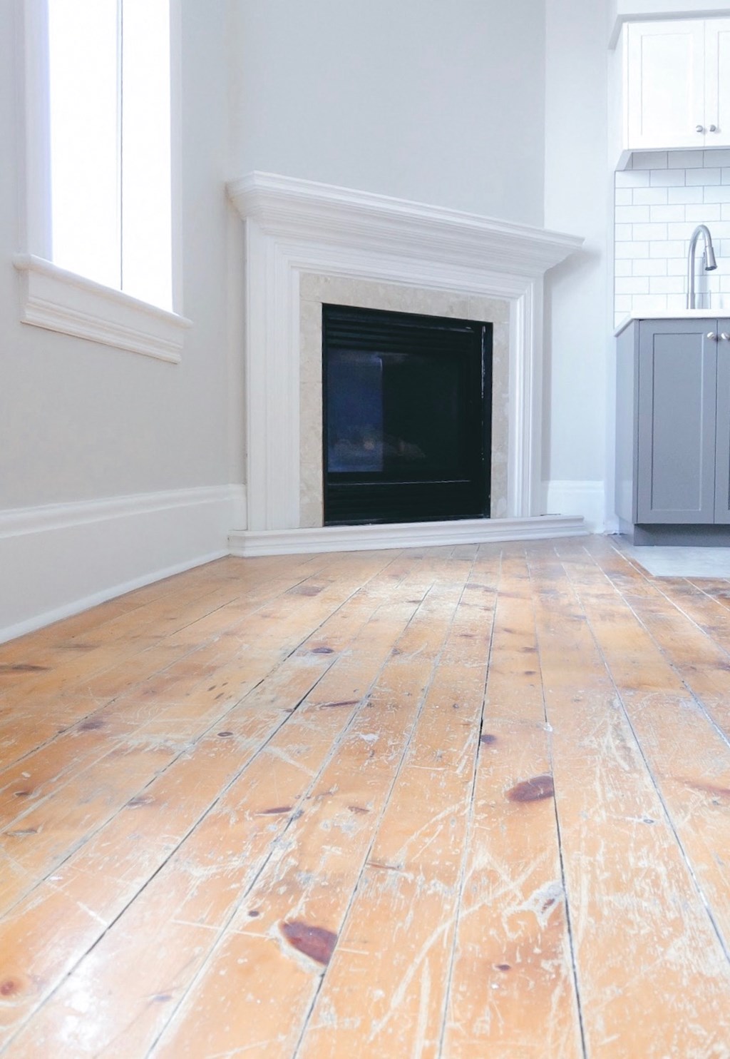 Hardwood Floors and Fireplace