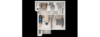 A white model of a house with furniture and appliances.