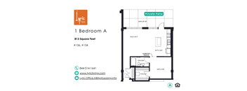 a floor plan of 1 bedroom apartment