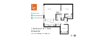 a floor plan of 1 bedroom b + den