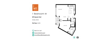 a floor plan of the 1 bedroom unit