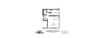 floor plan of  A Building 1 Bedroom F at Carleton Artist Lofts