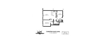 floor plan of  A Building 1 Bedroom G at Carleton Artist Lofts