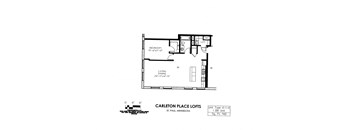 floor plan of  A Building 1 Bedroom H at Carleton Artist Lofts