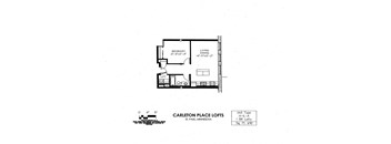 floor plan of  A Building 1 Bedroom LA at Carleton Artist Lofts