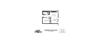 floor plan of  A Building 1 Bedroom LB at Carleton Artist Lofts