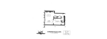 floor plan of  A Building 1 Bedroom LC at Carleton Artist Lofts