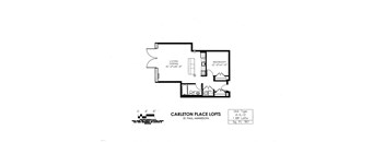 floor plan of  A Building 1 Bedroom LD at Carleton Artist Lofts