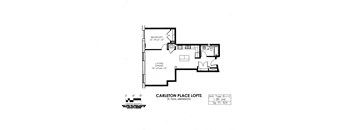 floor plan of  B Building 1 Bedroom C at Carleton Artist Lofts