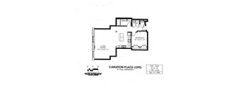 floor plan of  B Building 1 Bedroom LA at Carleton Artist Lofts