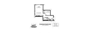 floor plan of  B Building 1 Bedroom LB at Carleton Artist Lofts