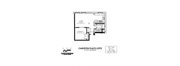 floor plan of  B Building 1 Bedroom LC at Carleton Artist Lofts