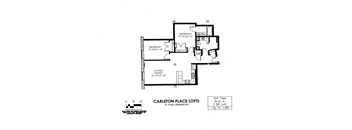 floor plan of  B Building 2 Bedroom LA at Carleton Artist Lofts