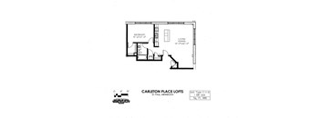 floor plan of C Building 1 Bedroom A at Carleton Artist Lofts