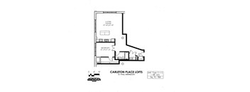 floor plan of C Building 1 Bedroom C at Carleton Artist Lofts