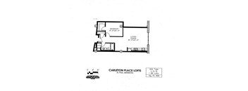 floor plan of C Building 1 Bedroom LB at Carleton Artist Lofts