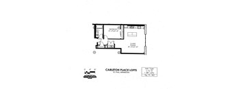floor plan of C Building 1 Bedroom LD at Carleton Artist Lofts