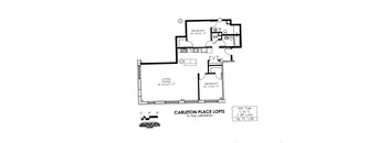 floor plan of C Building 2 Bedroom LC at Carleton Artist Lofts