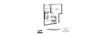floor plan of C Building 2 Bedroom LF at Carleton Artist Lofts
