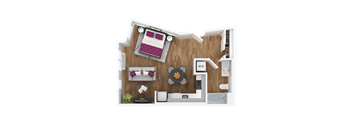 a floor plan of a 1 bedroom apartment
