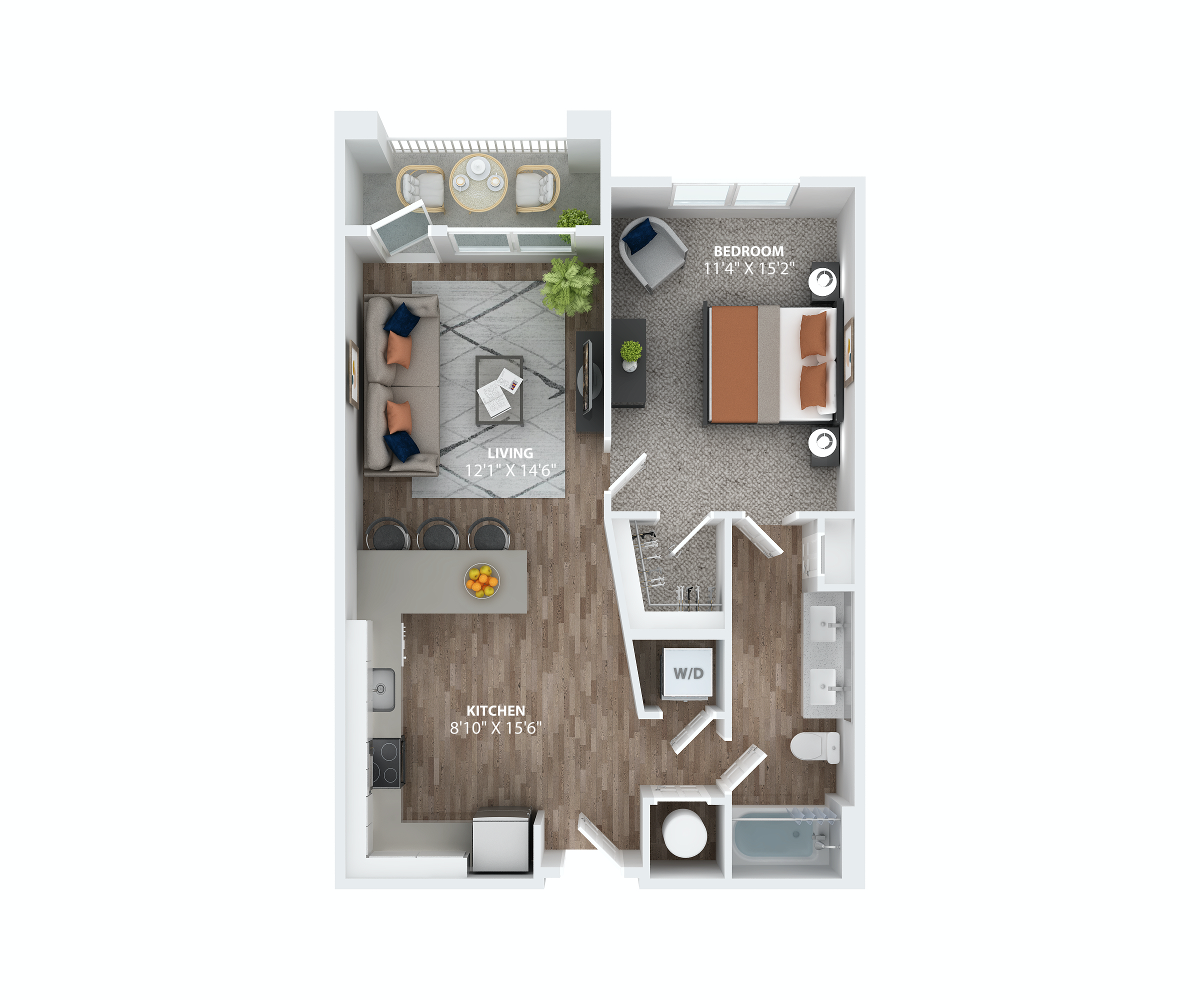 One -bedroom apartment floorplan at The Overlook in Winter Garden, FL