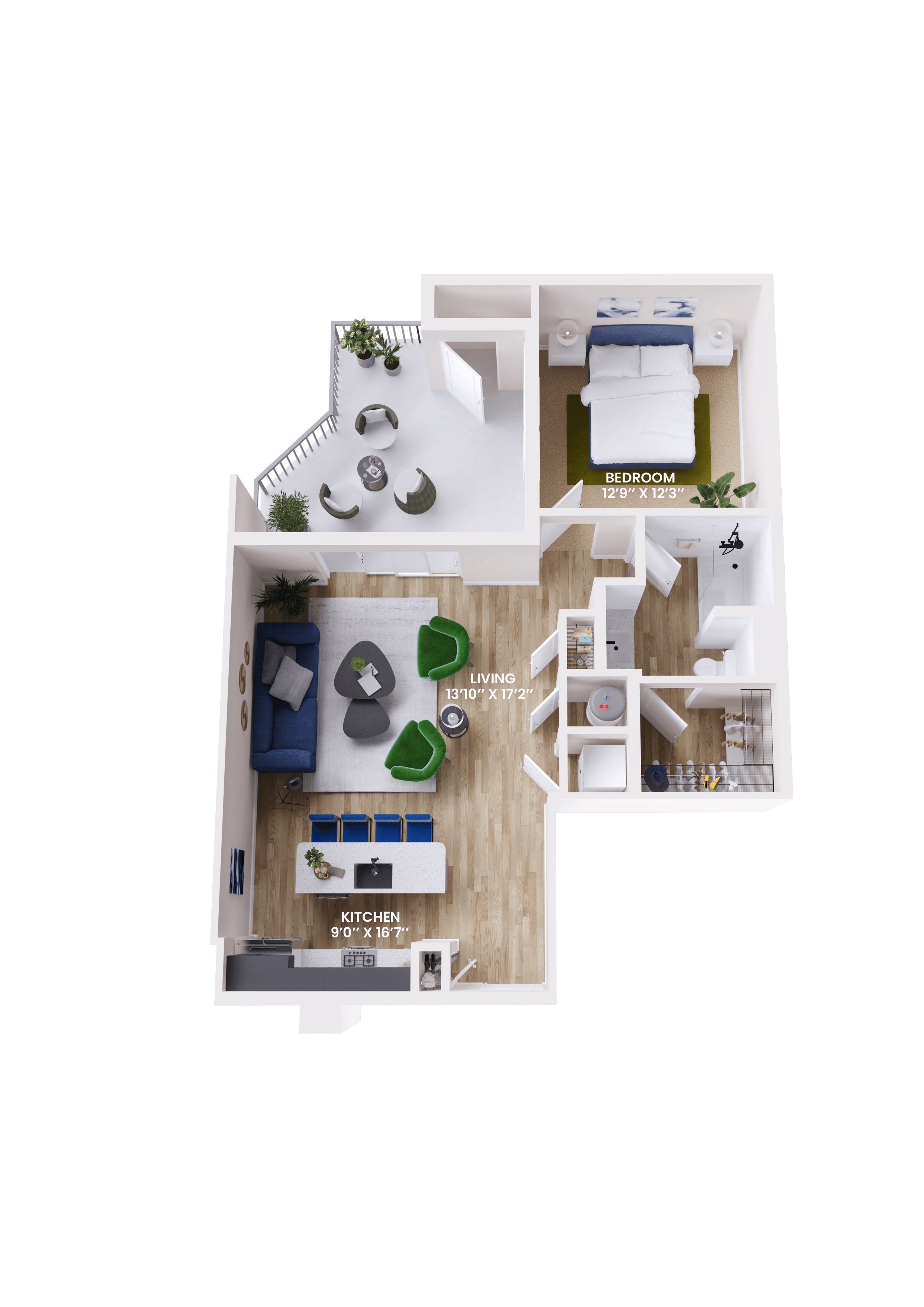 1 bed 1 bath C floorplan at Lura Vegas Apartments, Las Vegas, Nevada