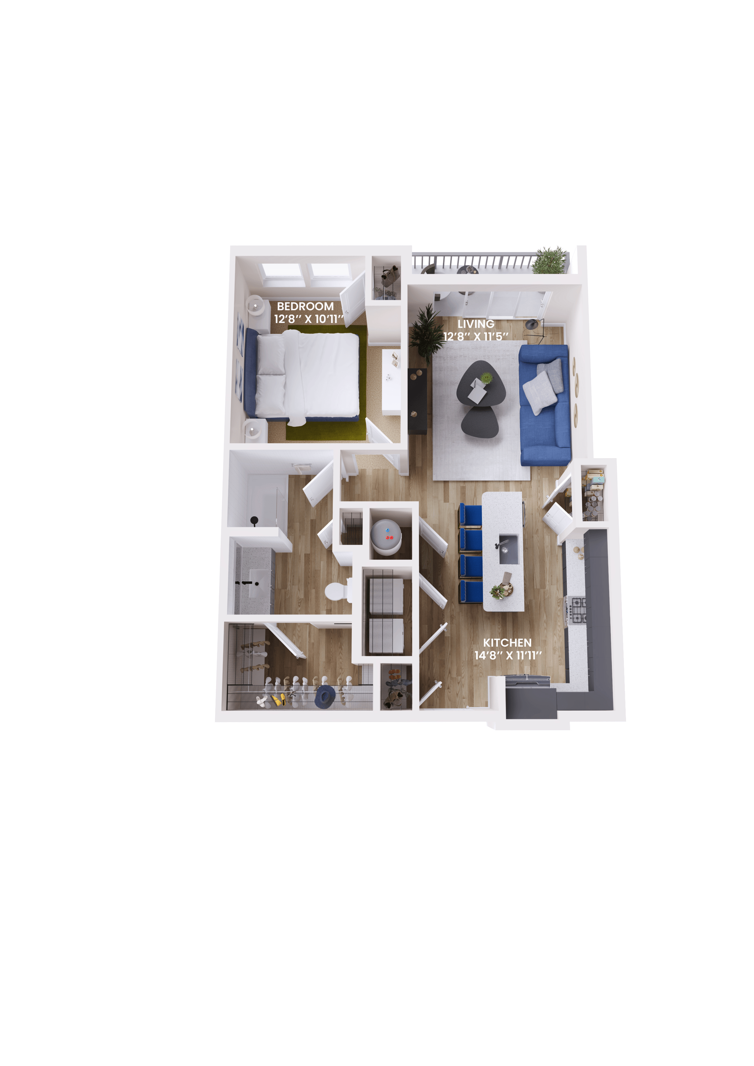 1 bed 1 bath D floorplan at Lura Vegas Apartments, Nevada