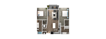 Two Bedroom B1 Floorplan at Stillwater Lakes Apartments, Florida