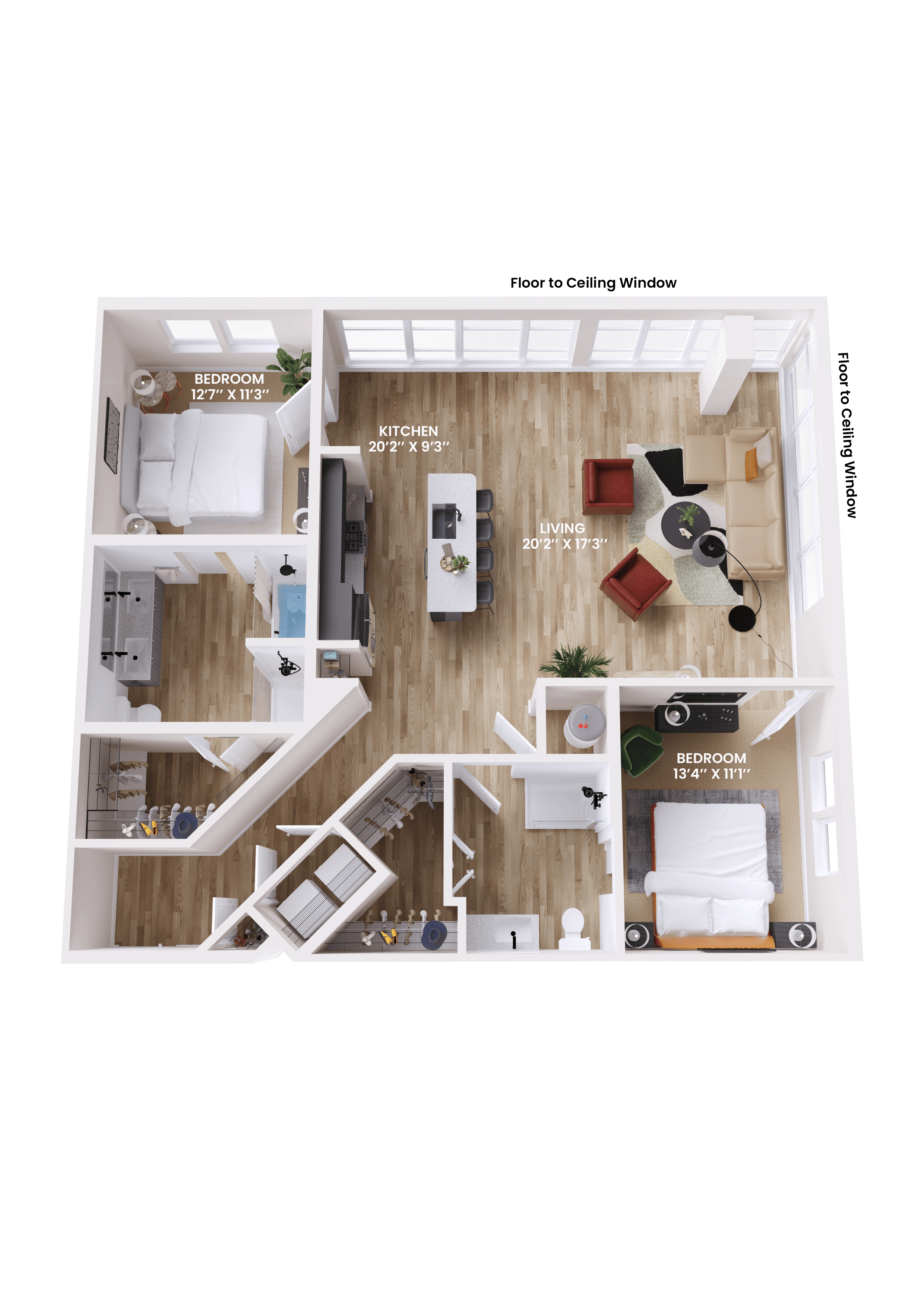 2 bed 2 bath A floorplan at Lura Vegas Apartments, Las Vegas, NV