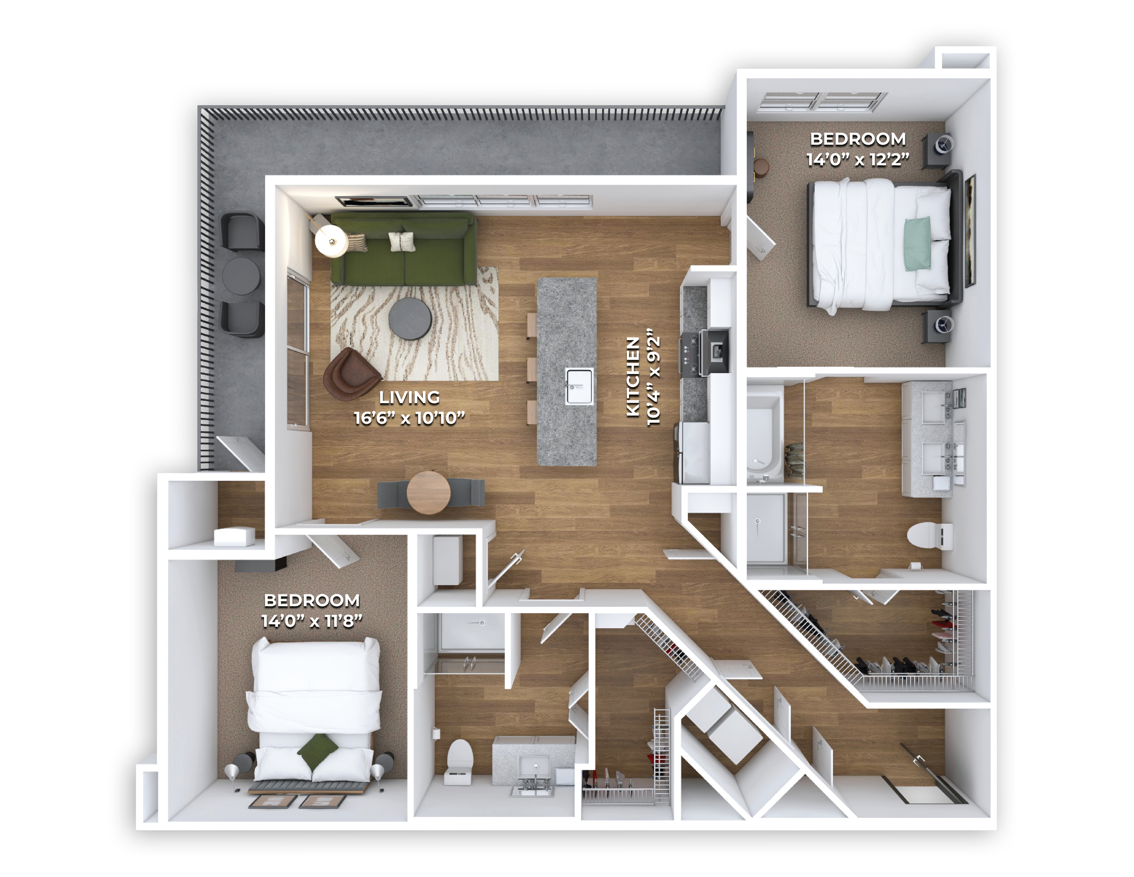 B2 Floor Plan at Coya Apartments, Las Vegas, NV, 89102