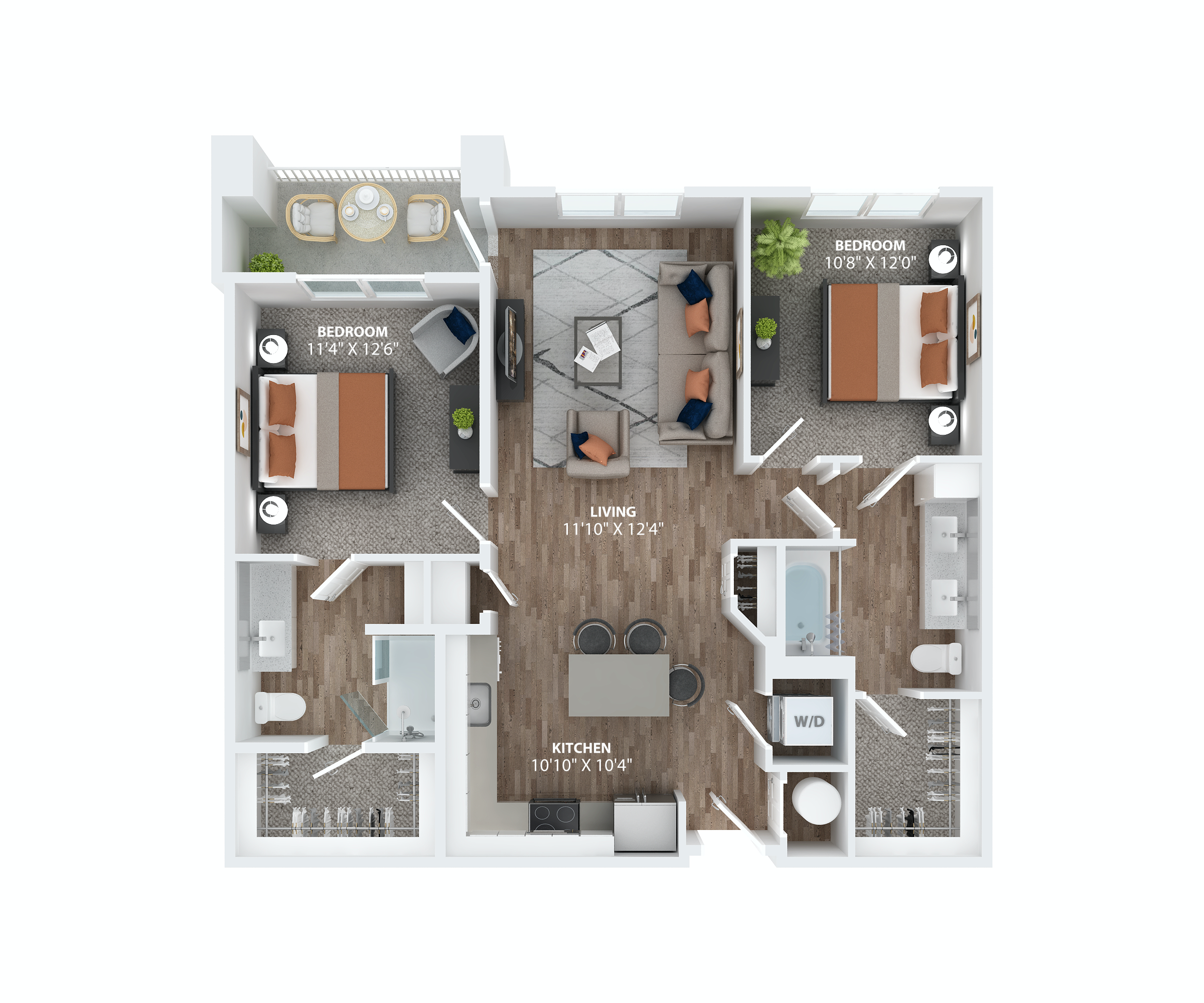 Two bedroom apartment floorplan at The Overlook in Winter Garden, FL