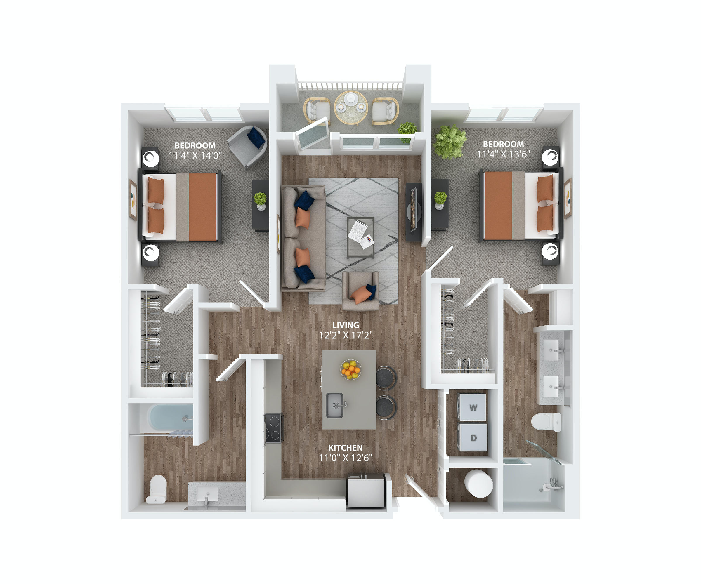 Two bedroom floorplan at The Overlook in Winter Garden, FL