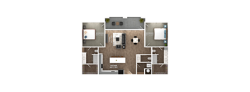 Two Bedroom B3 Floorplan at Stillwater Lakes Apartments, Kissimmee, FL 34744