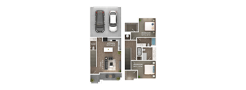 2 Bed, 2.5 Bath Townhome B4 Floorplan at Stillwater Lakes Apartments, Kissimmee, 34744