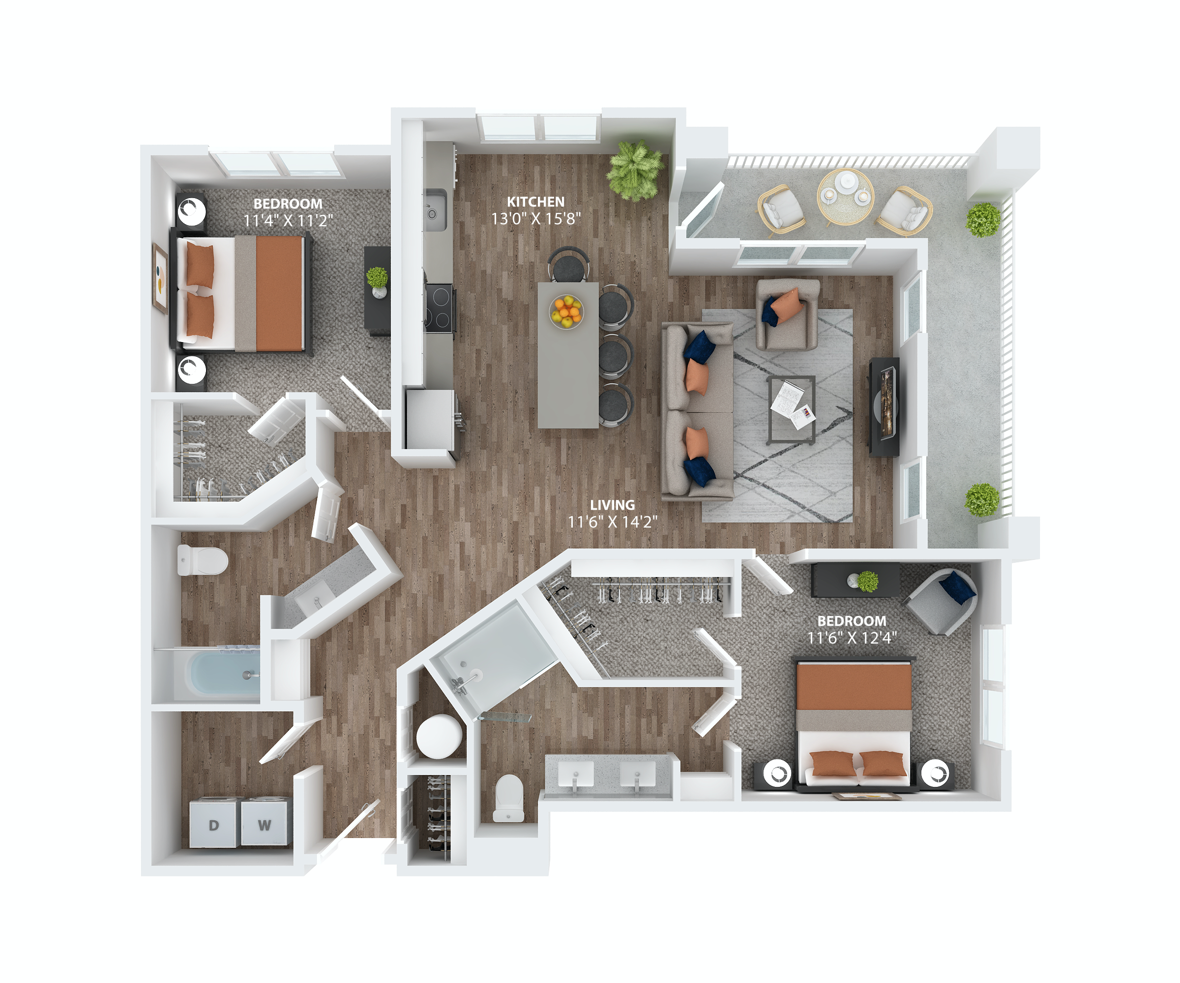 Two bedroom floorplan at The Overlook in Winter Garden, FL