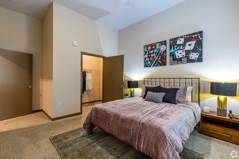Spacious bedroom with walk in closet at Brownstone Apartments, Las Vegas, NV, 89131