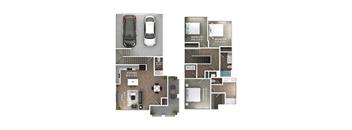 3 Bed, 2.5 Bath Townhome C2 Floorplan at Stillwater Lakes Apartments, Kissimmee, Florida