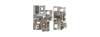 4 Bed, 3 Bath Townhome D1 Floorplan at Stillwater Lakes Apartments, Florida 34744