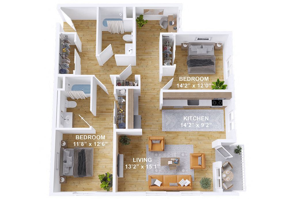 a floor plan of a house with a bedroom and a living room