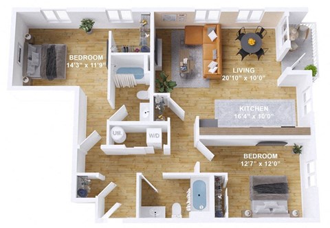 2 bed 2 bath A at The Mill on Maple Apartments, Oregon