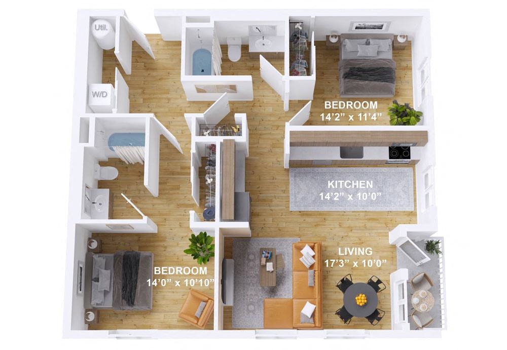 a floor plan of a house with a bedroom and a living room