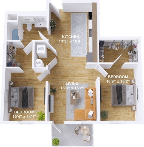 2 bed 2 bath F at The Mill on Maple Apartments, Oregon